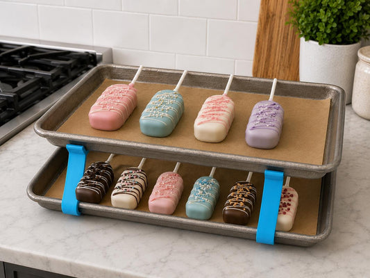 Baking tray cooling stackers holding cookie sheets vertically