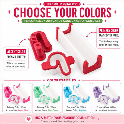 2 Inch Candy Cane Cake Pop Mold Set | Christmas Cake Pop Maker with Cutter, Press & 6-Inch Display Tray | Holiday Baking Mold