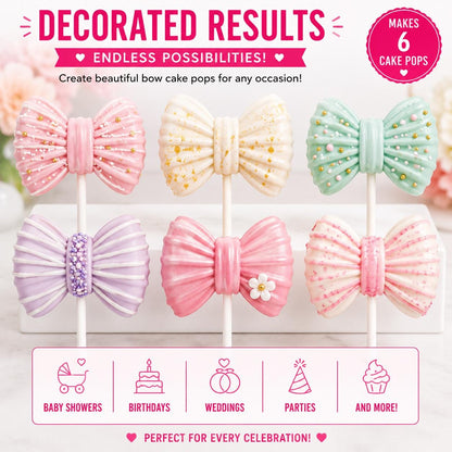 Bow Cake Pop Mold Set with Cutter Press and Tray, 2.5 Inch Cake Pop Maker, Cake Pop Decorating Tool, DIY Baking Mold
