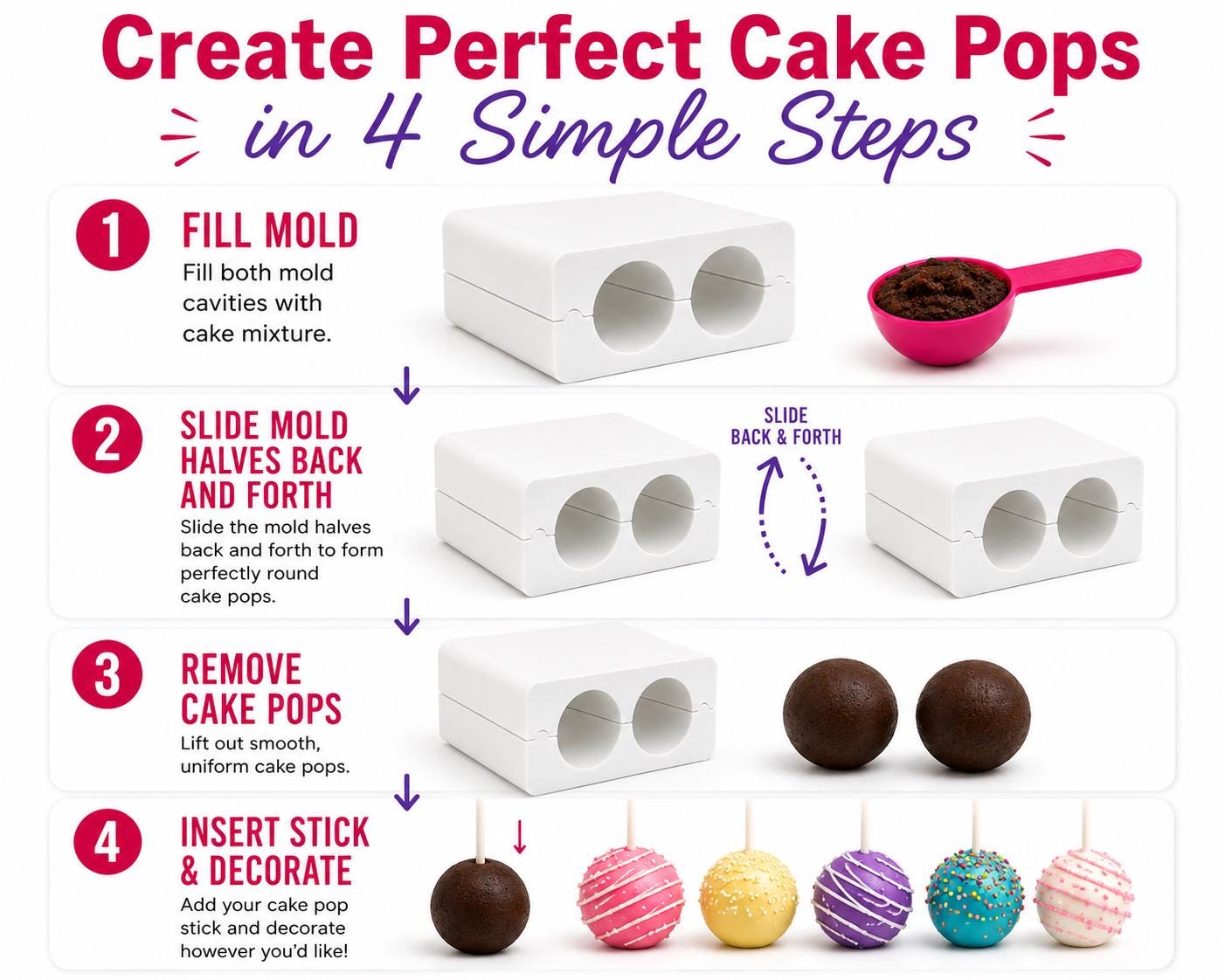 Round Cake Pop Roller Mold | Choose 1 Inch, 1.25 Inch or 1.5 Inch Sizes | Uniform Cake Ball Maker