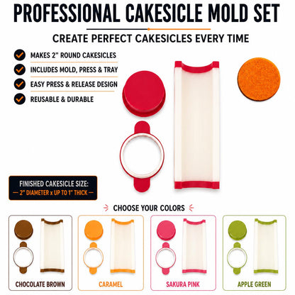 2 Inch Circle Cake Mold Set with Display Stand | Circle Cake Maker Mold and Press | Cake Pop Dessert Tool | Party Treat Mold | Custom Color