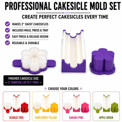 2 Inch Daisy Cakesicle Mold Set with Display Stand | Daisy Cake Mold and Press | Cake Pop Dessert Tool | Custom Color