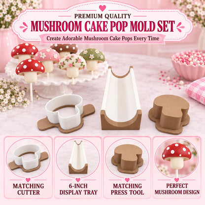Mushroom Cake Pop Mold Set | Cutter, Press Tool & 6-Inch Tray