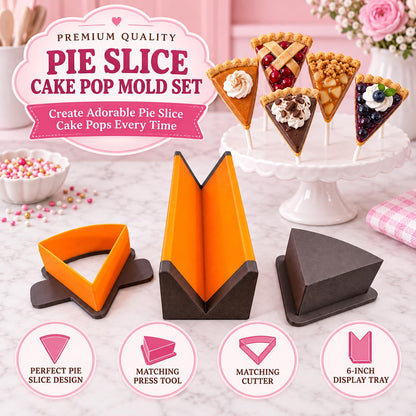 Pie Slice Cake Pop Mold Set | Cutter, Press Tool & 6-Inch Tray