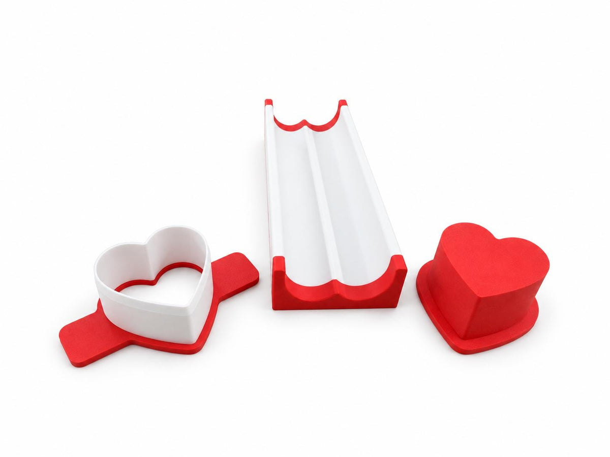 Heart Cake Pop Mold Set | Cutter, Press Tool & 6-Inch Tray