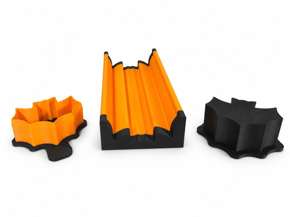 Bat cake pop mold set components shown from an alternate view