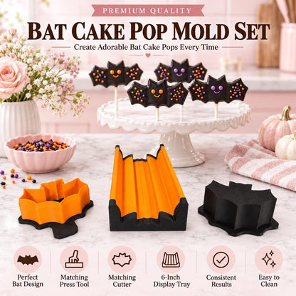 Bat cake pop mold set with matching cutter, press tool and 6-Inch Display Tray